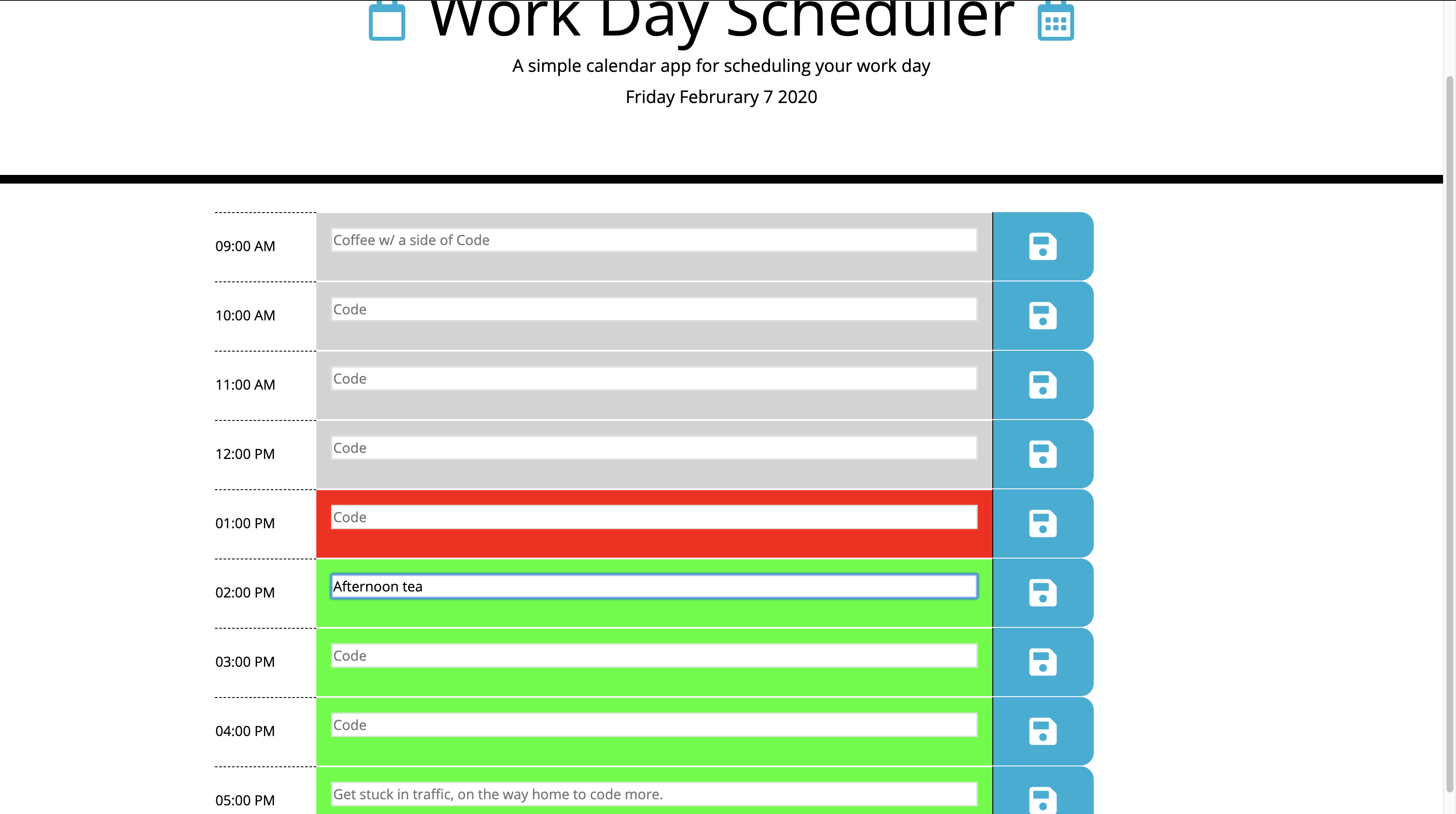 Planner screen shot